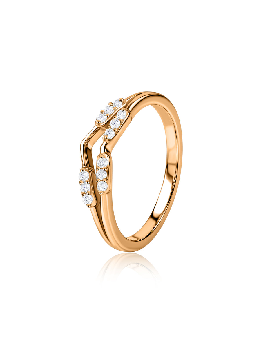 Twin Line Lab Grown Diamond Vermeil Gold Ring