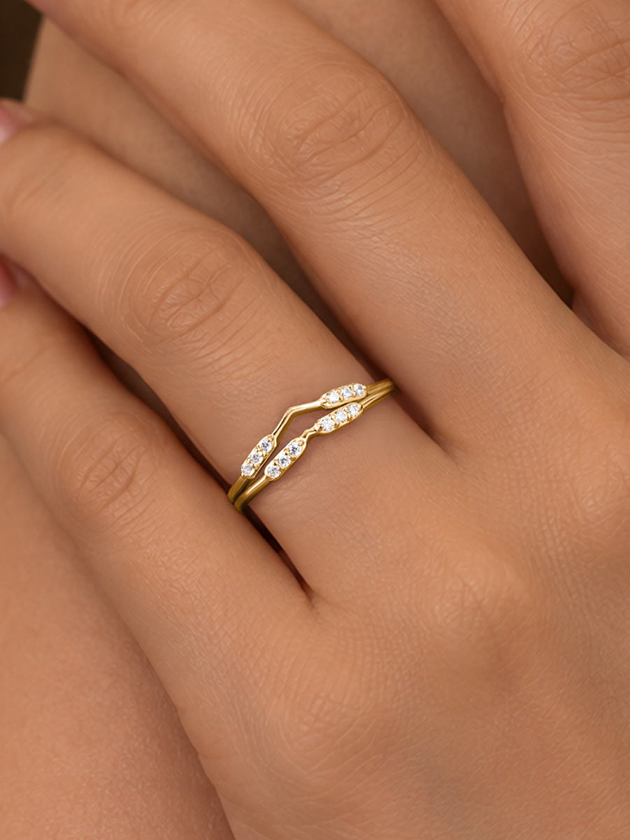 Twin Line Lab Grown Diamond Vermeil Gold Ring