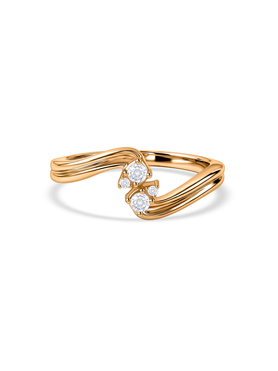 Flowing Wave Lab Grown Diamond Vermeil Gold Ring
