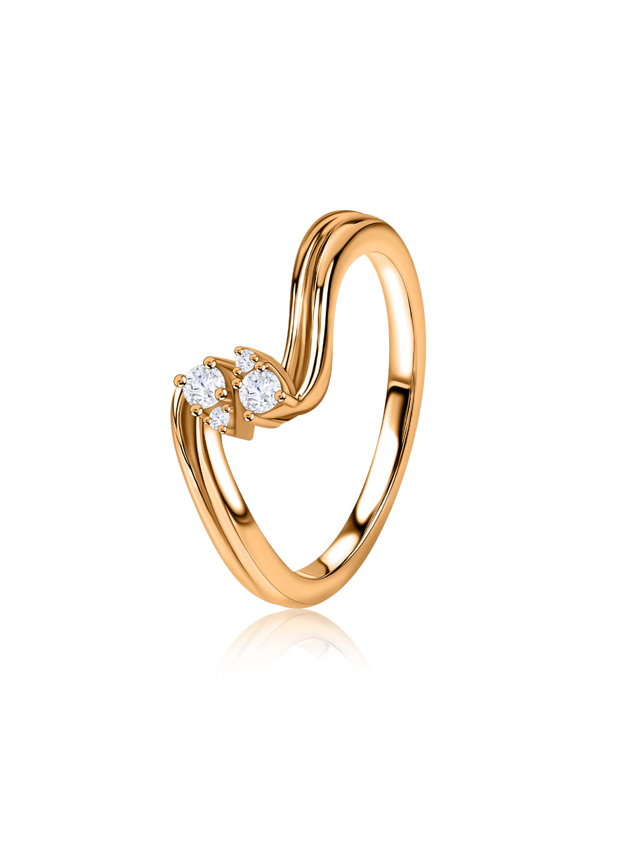 Flowing Wave Lab Grown Diamond Vermeil Gold Ring