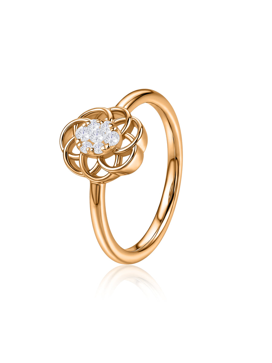 Floral Cluster Lab Grown Diamond Vermeil Gold Ring