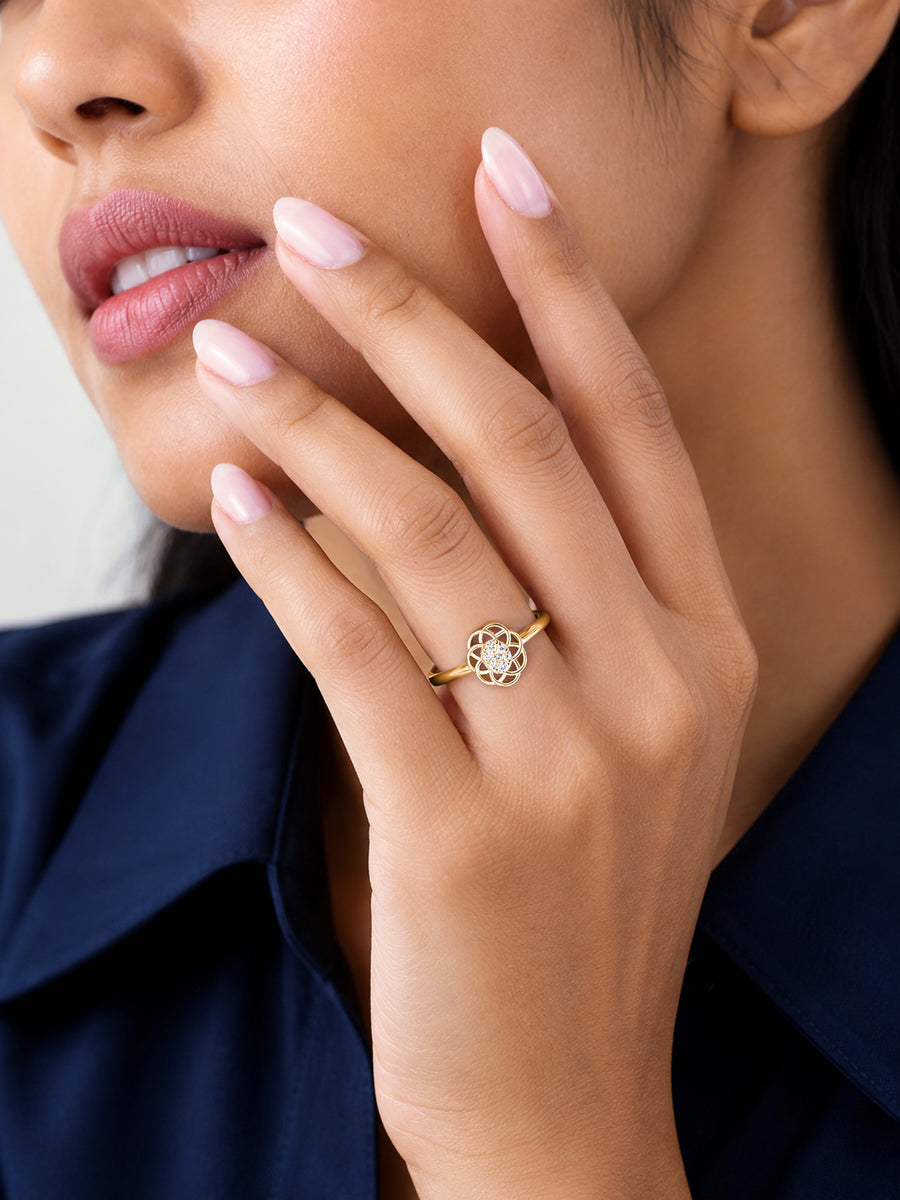 Floral Cluster Lab Grown Diamond Vermeil Gold Ring