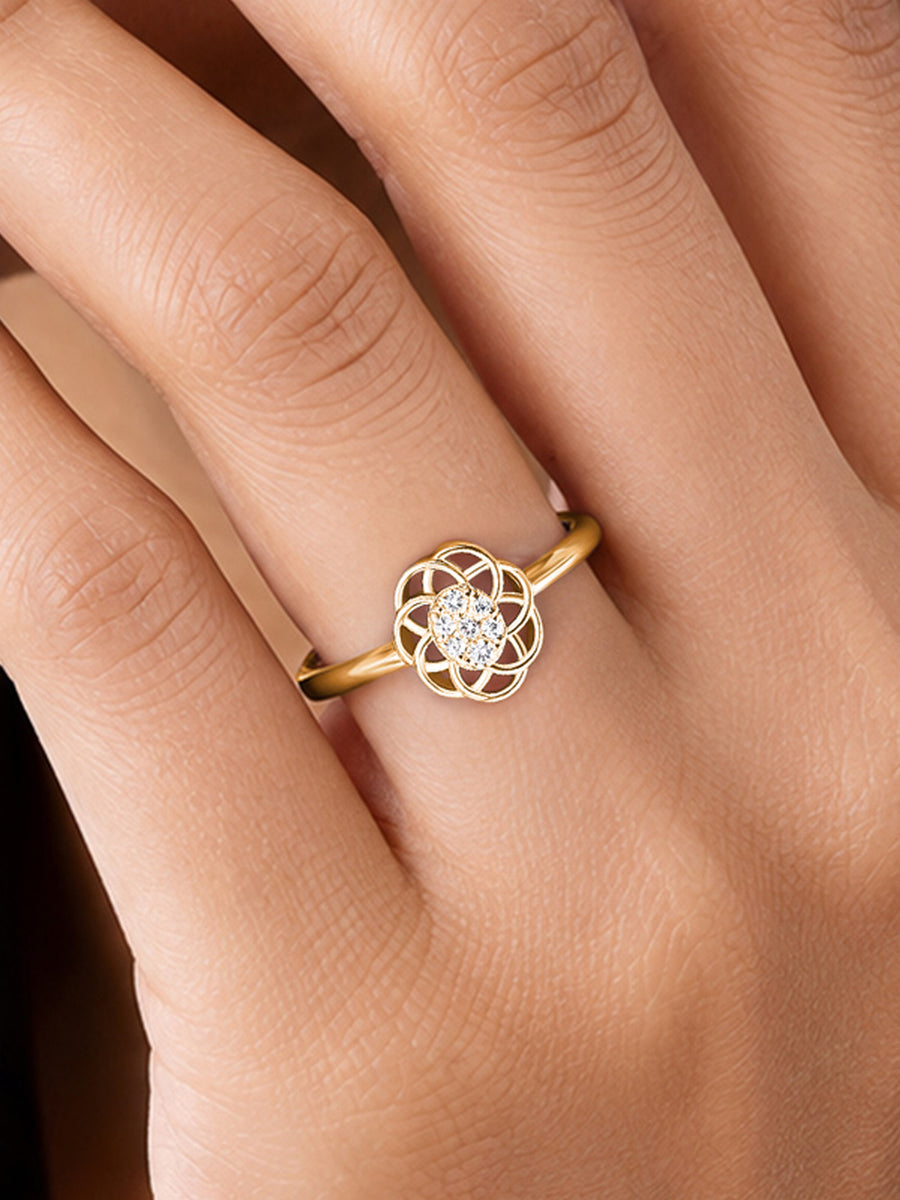 Floral Cluster Lab Grown Diamond Vermeil Gold Ring