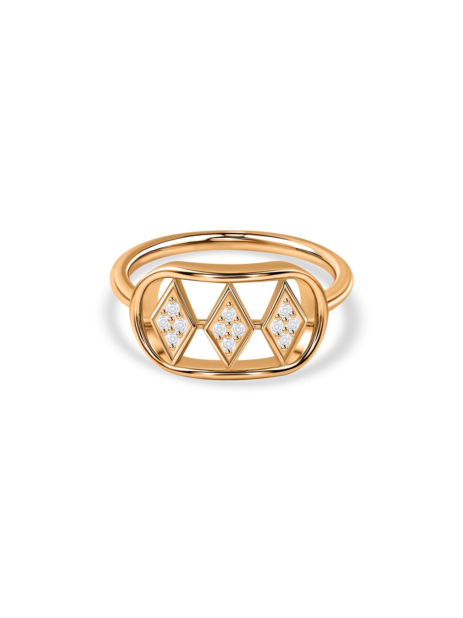 Geometric Trio Lab Grown Diamond Vermeil Gold Ring