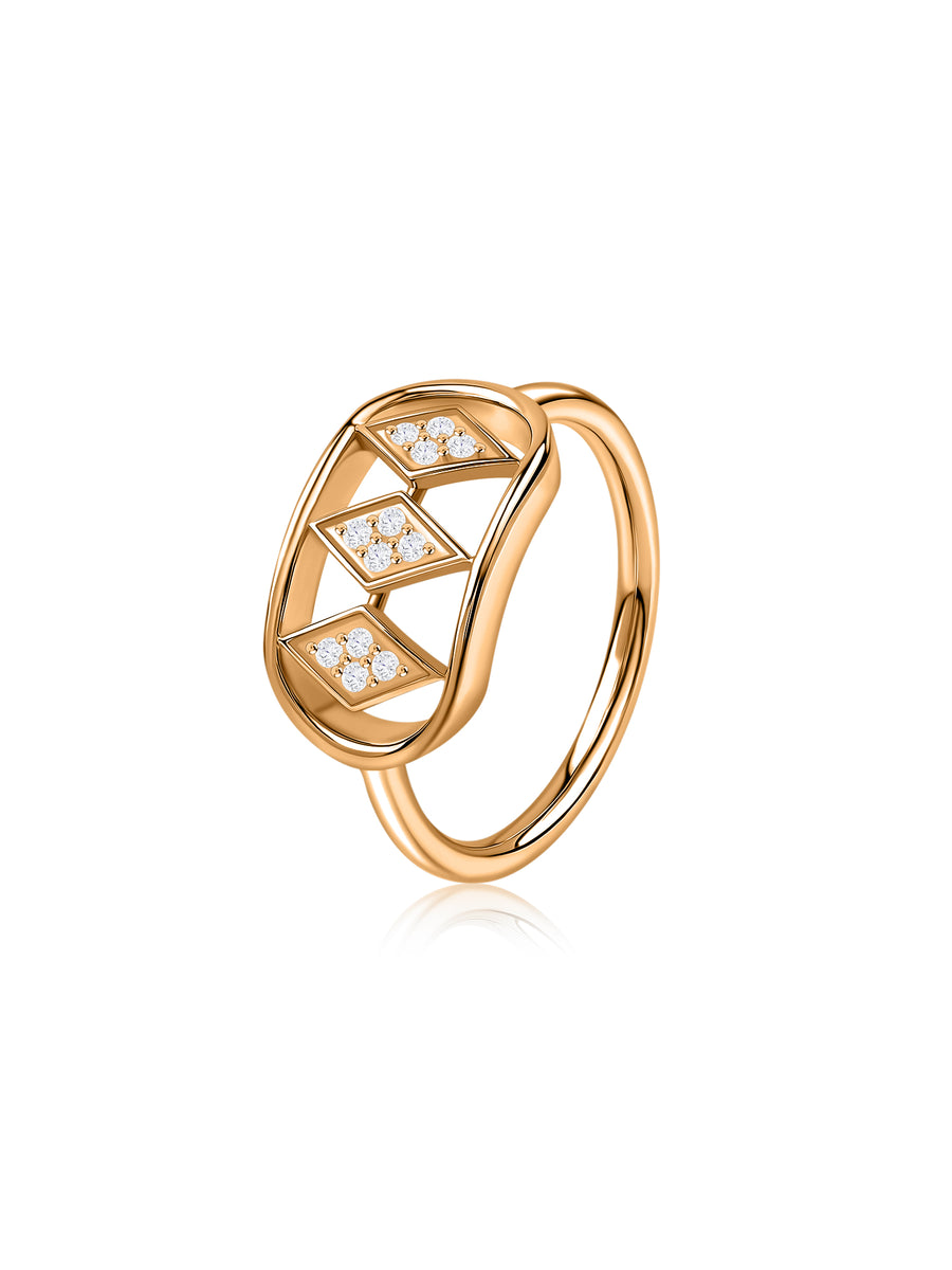 Geometric Trio Lab Grown Diamond Vermeil Gold Ring