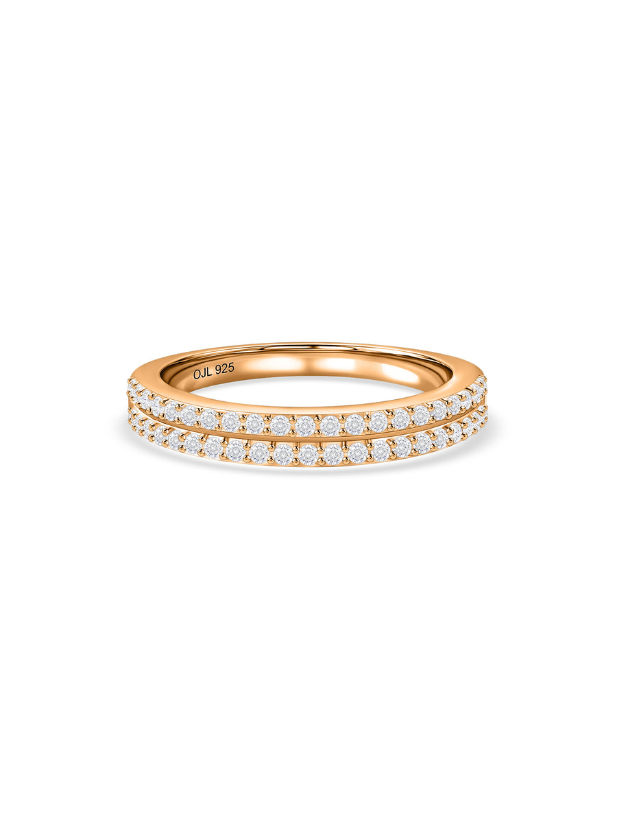 Double Row Lab Grown Diamond Vermeil Gold Band Ring