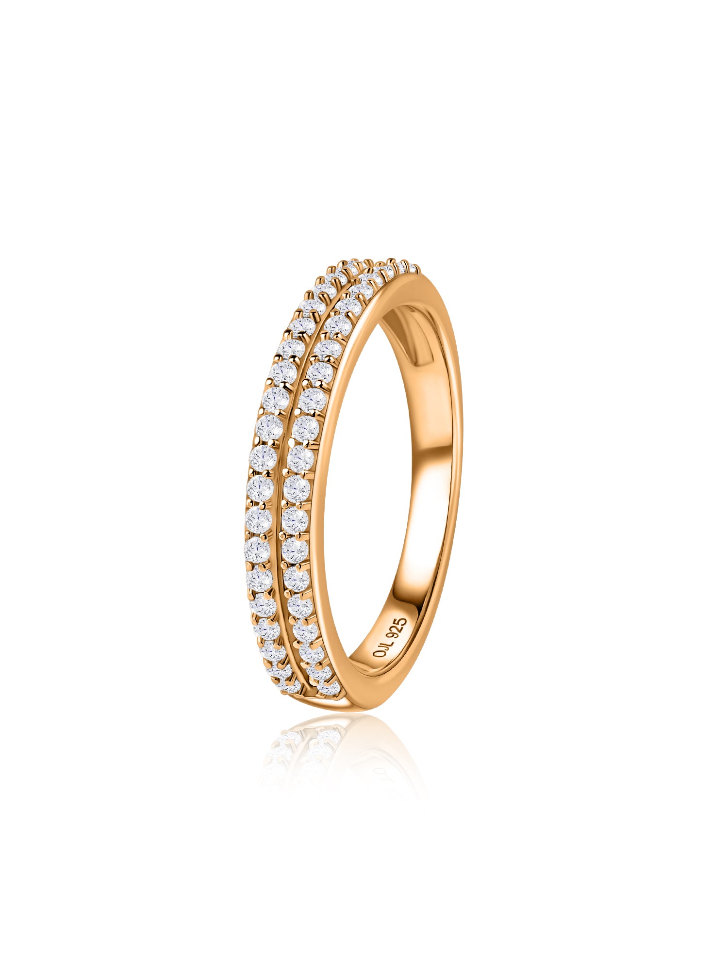 Double Row Lab Grown Diamond Vermeil Gold Band Ring