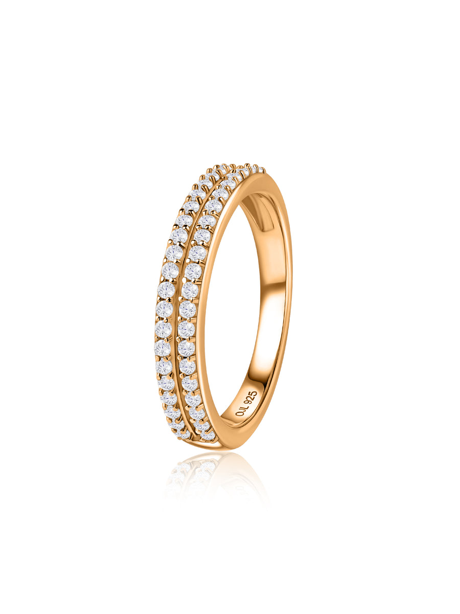 Double Row Lab Grown Diamond Vermeil Gold Band Ring