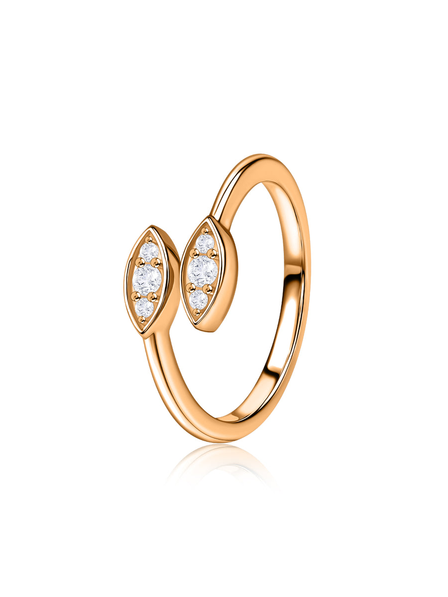 Orbit Leaf Lab Grown Diamond Vermeil Gold Ring