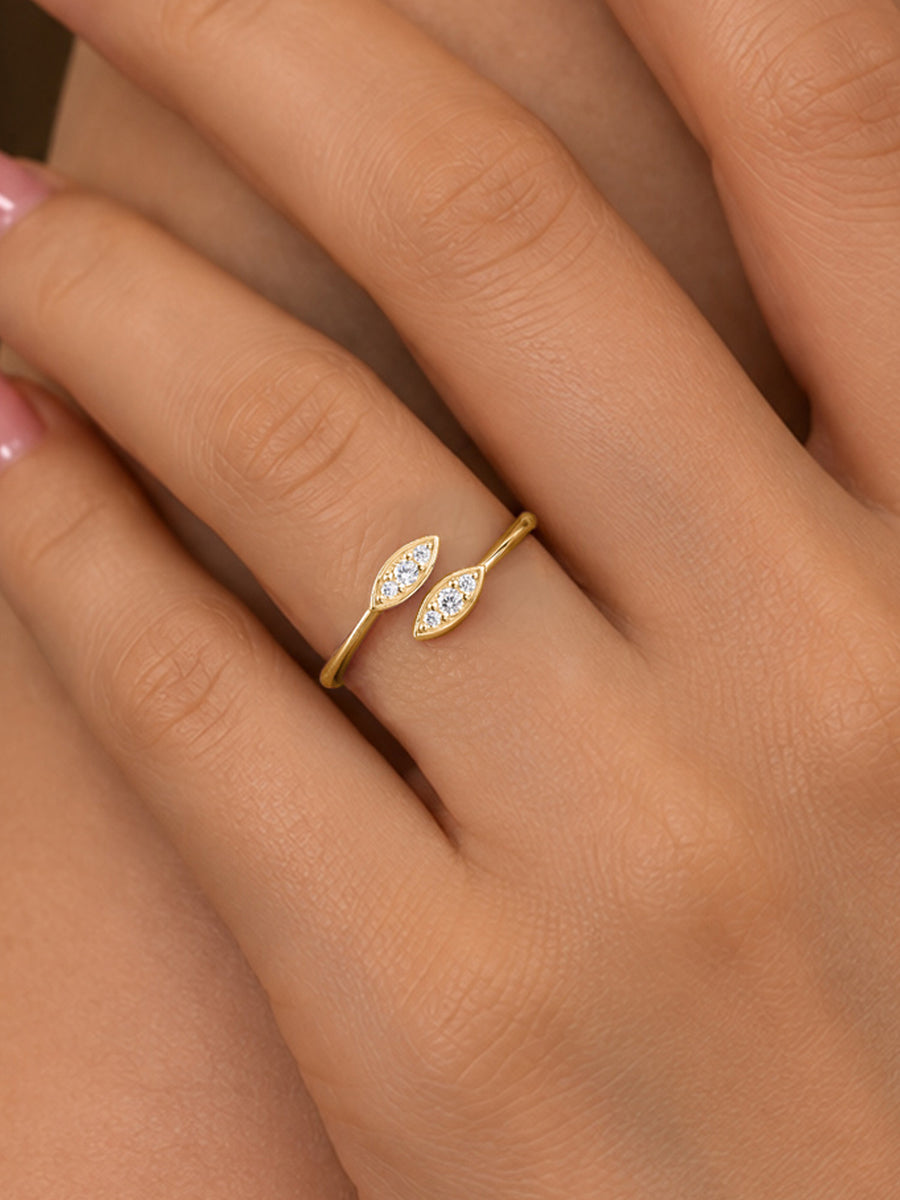 Orbit Leaf Lab Grown Diamond Vermeil Gold Ring