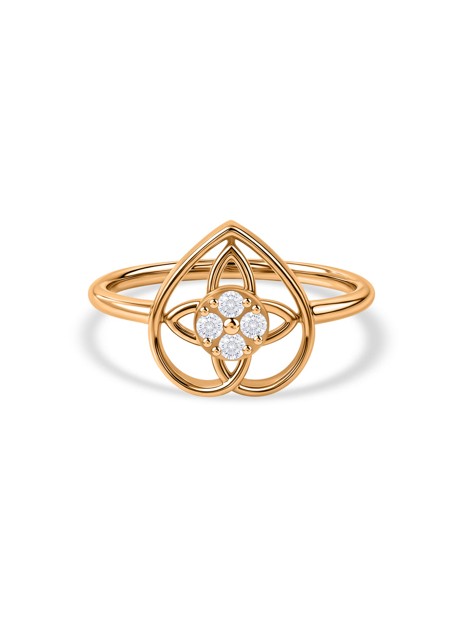Teardrop Knot Lab Grown Diamond Vermeil Gold Ring