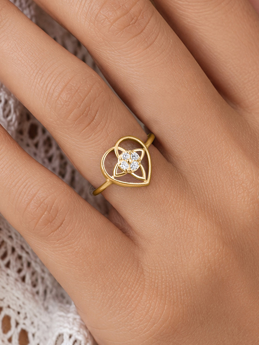 Teardrop Knot Lab Grown Diamond Vermeil Gold Ring