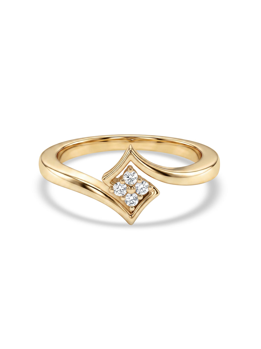 9K Yellow Gold Lab Grown Diamond Geometric Ring