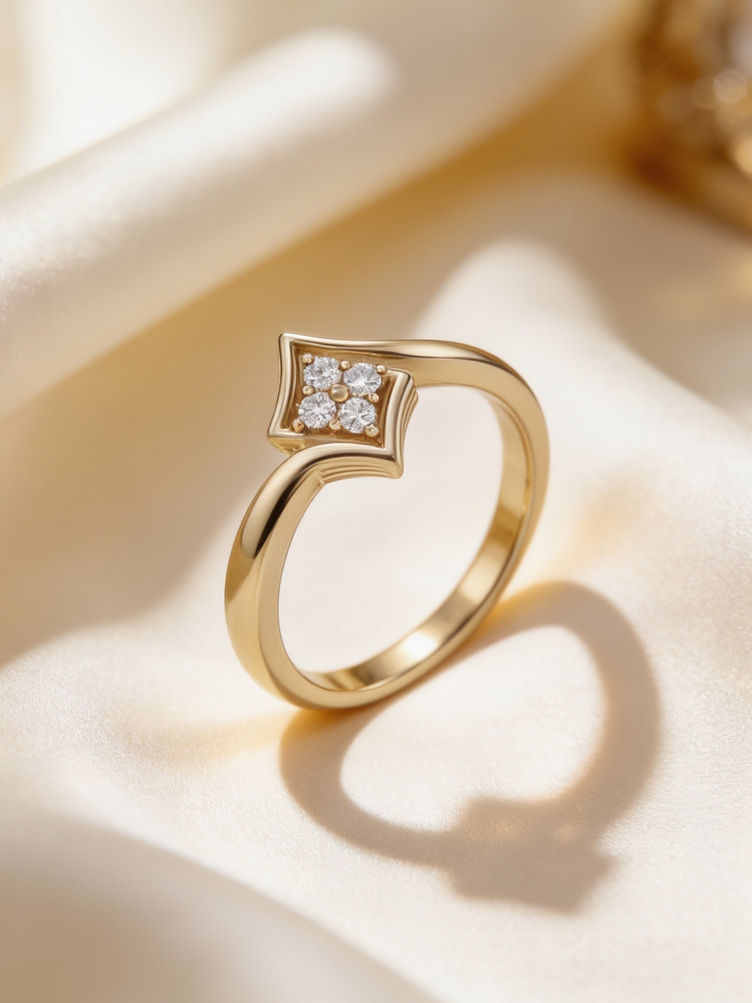 9K Yellow Gold Lab Grown Diamond Geometric Ring