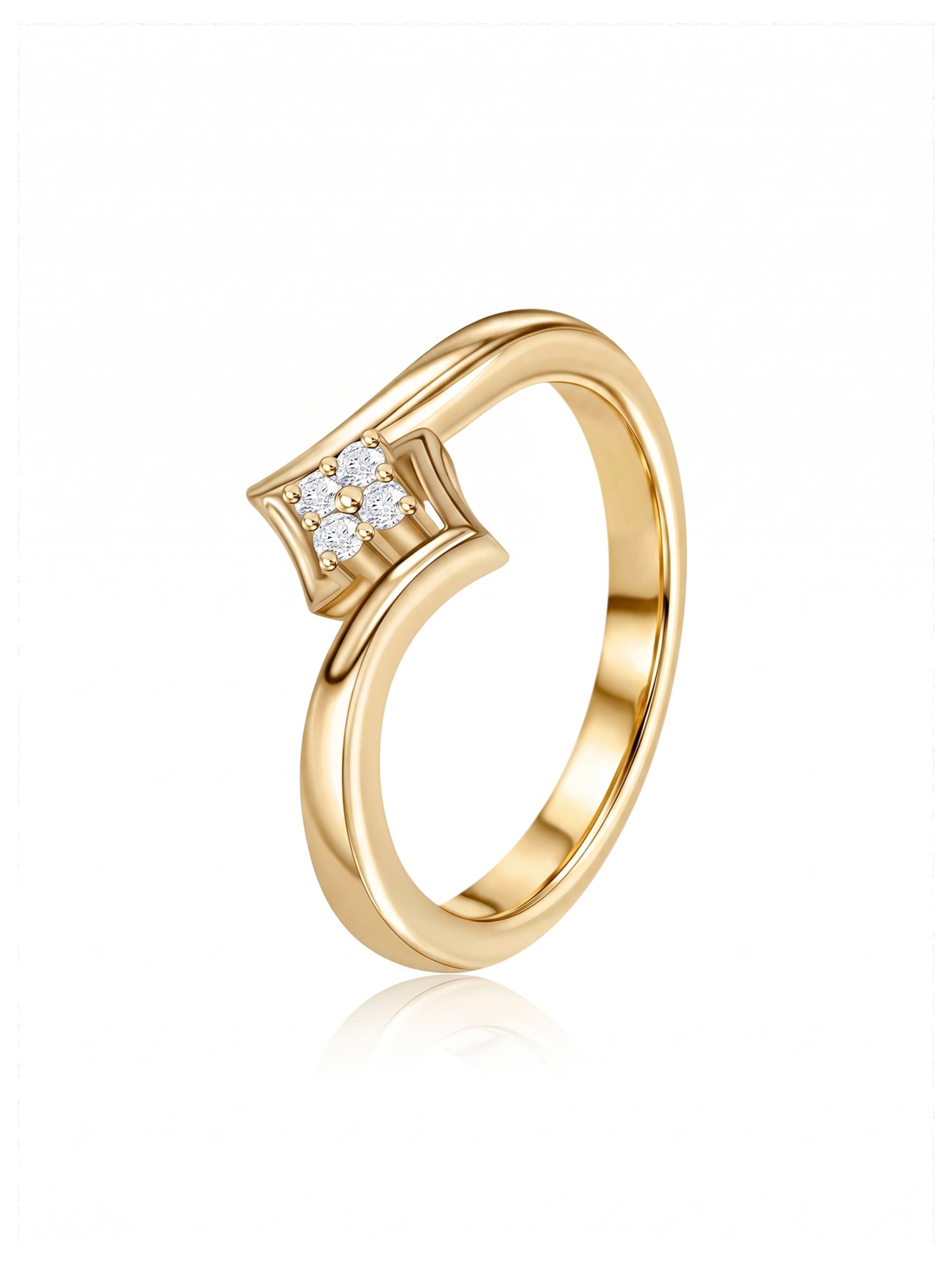 9K Yellow Gold Lab Grown Diamond Geometric Ring