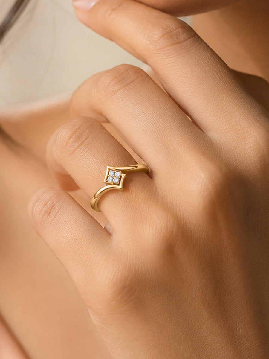 9K Yellow Gold Lab Grown Diamond Geometric Ring