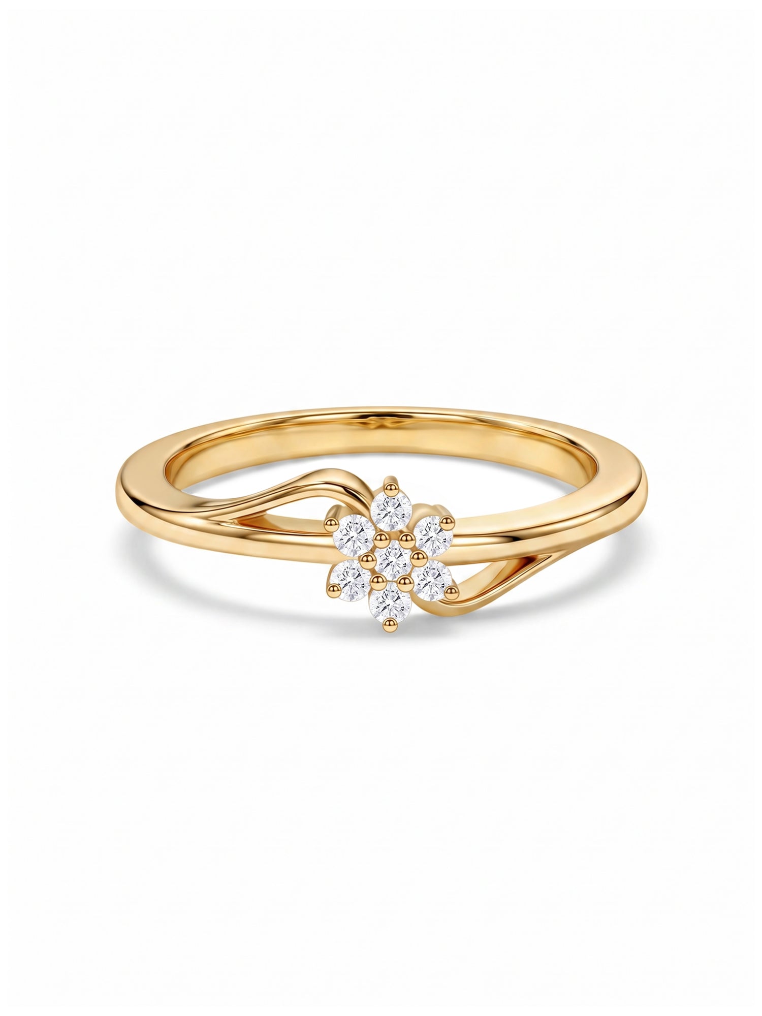 9K Yellow Gold Lab Grown Diamond Flower Bloom Ring