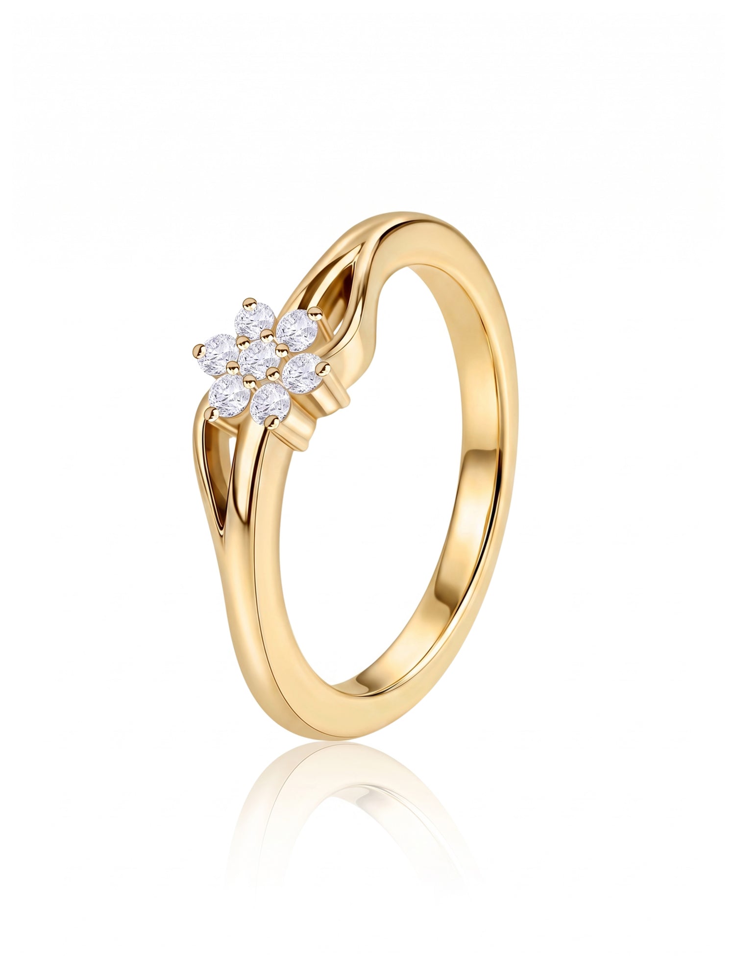 9K Yellow Gold Lab Grown Diamond Flower Bloom Ring