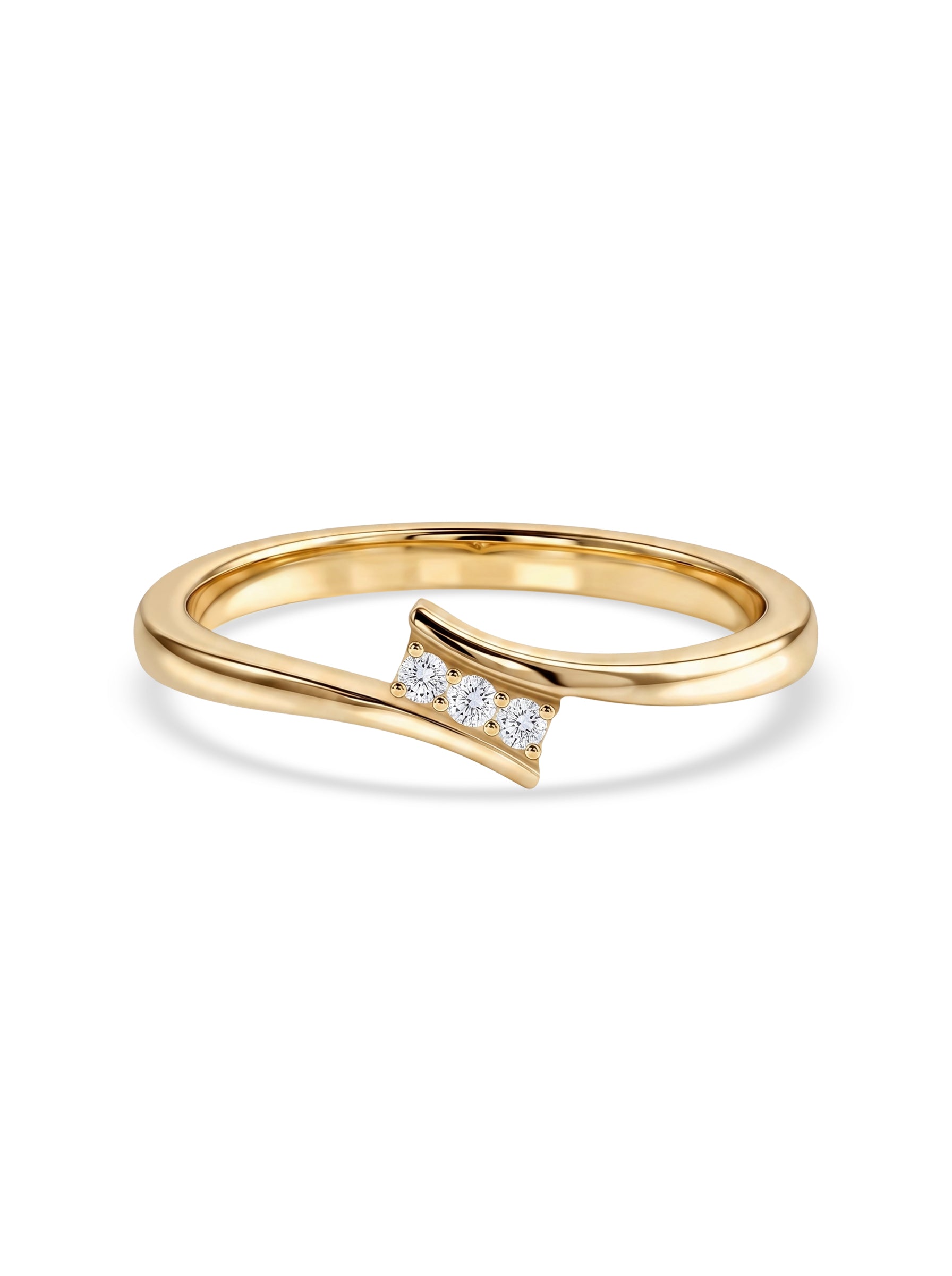 9K Yellow Gold Lab Grown Diamond Crossover Ring