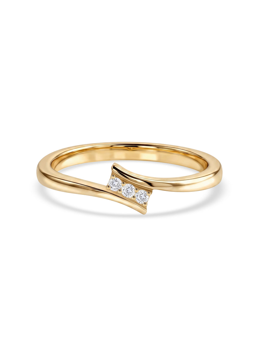 9K Yellow Gold Lab Grown Diamond Crossover Ring