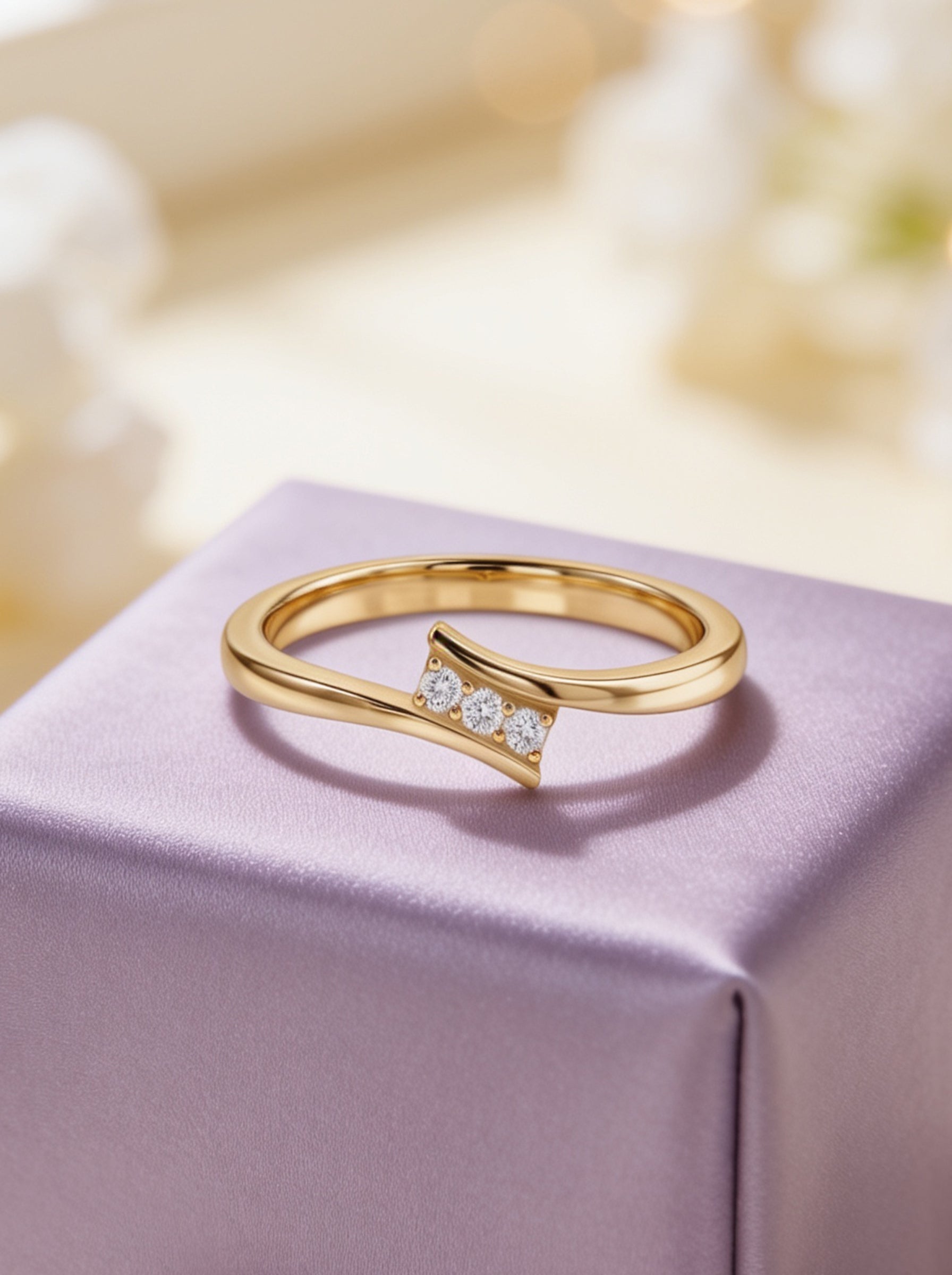9K Yellow Gold Lab Grown Diamond Crossover Ring