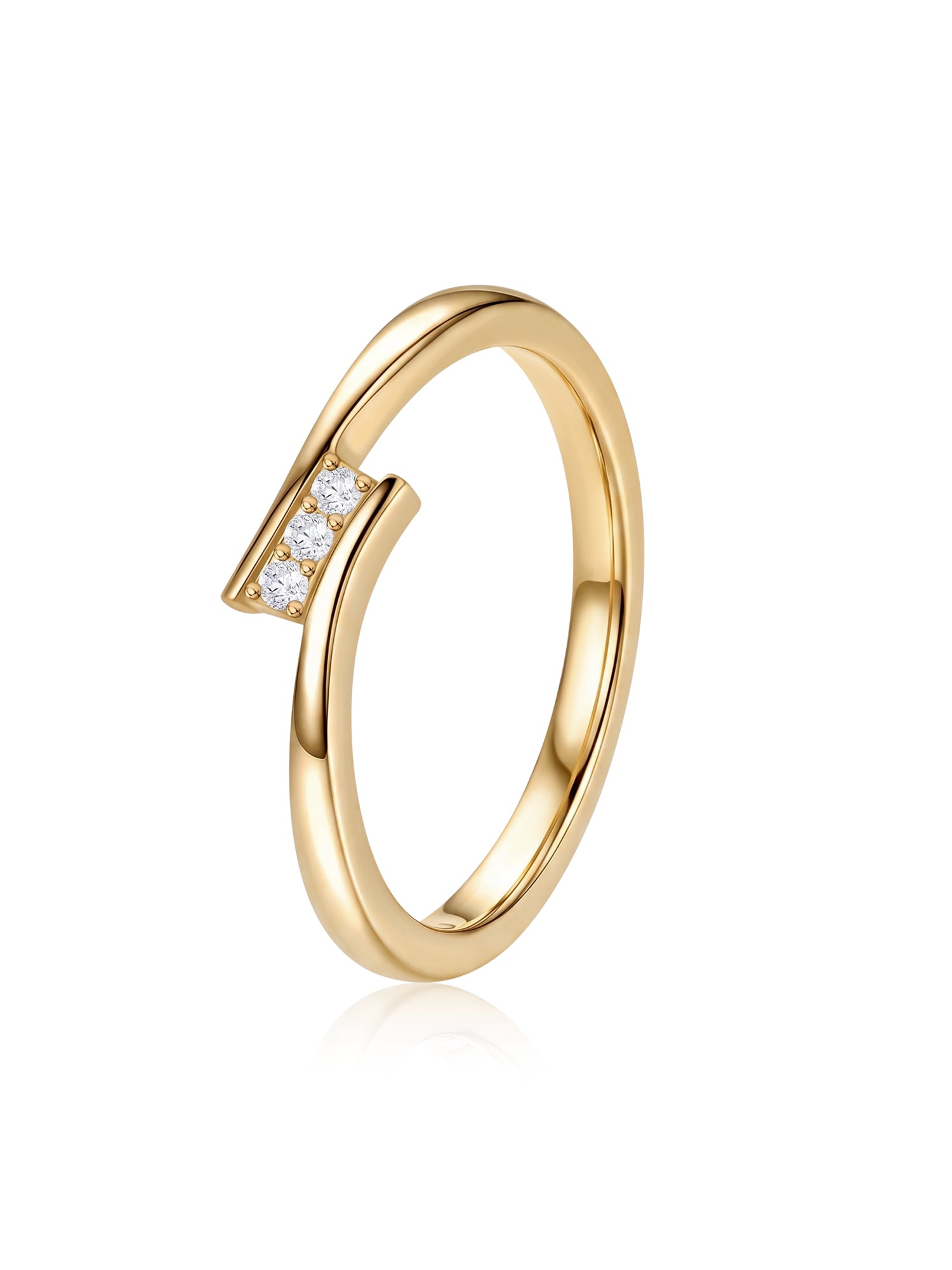9K Yellow Gold Lab Grown Diamond Crossover Ring
