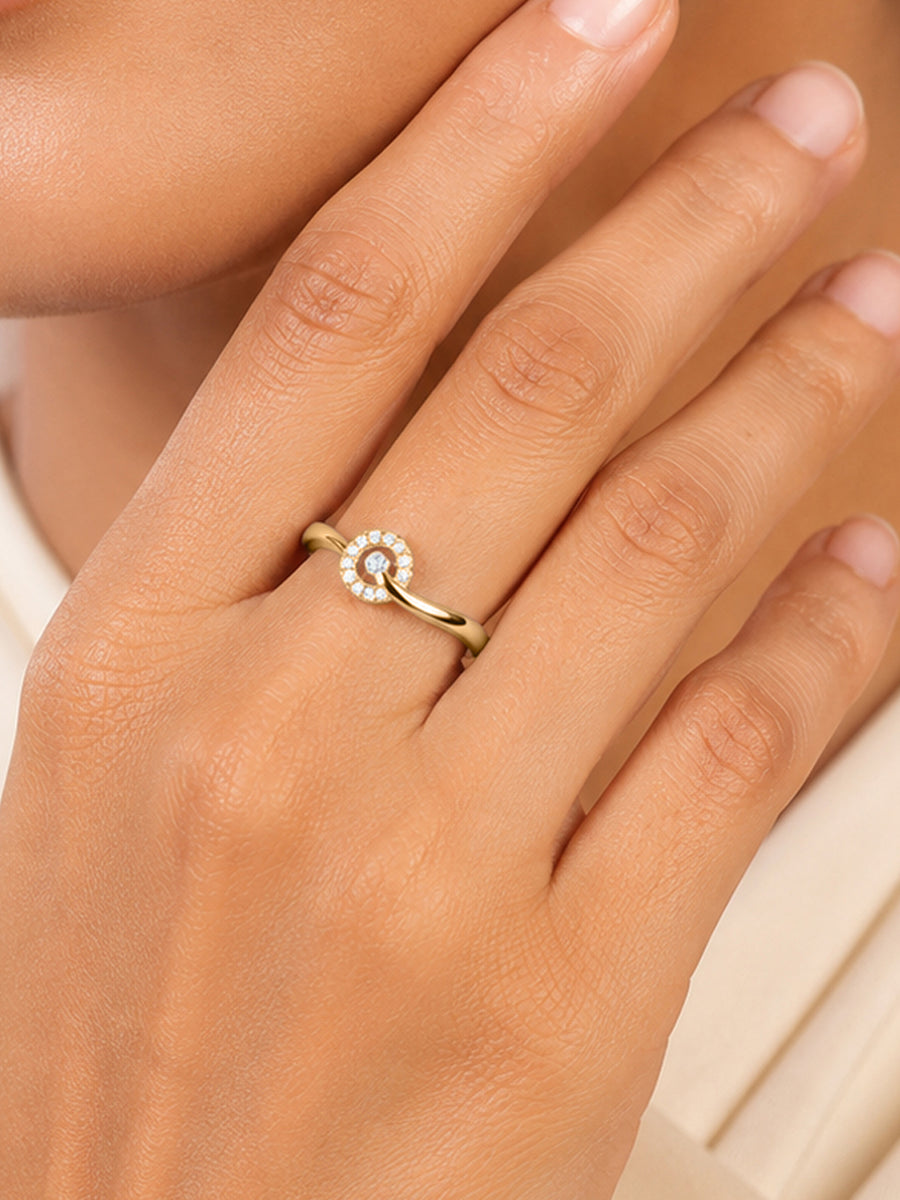 9K Yellow Gold Lab Grown Diamond Swirl Ring