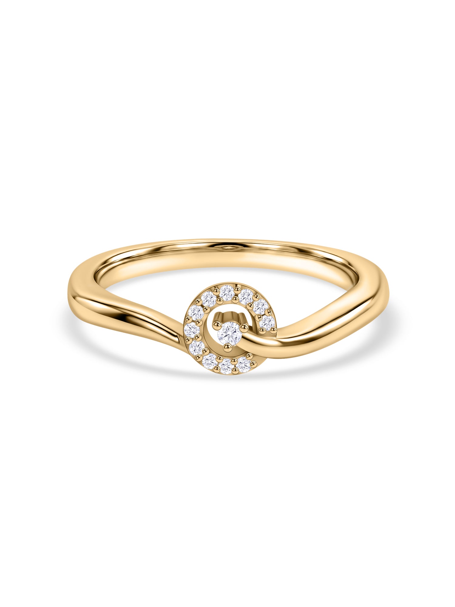 9K Yellow Gold Lab Grown Diamond Swirl Ring