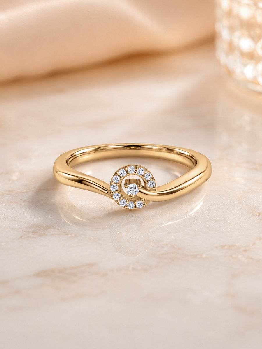 9K Yellow Gold Lab Grown Diamond Swirl Ring