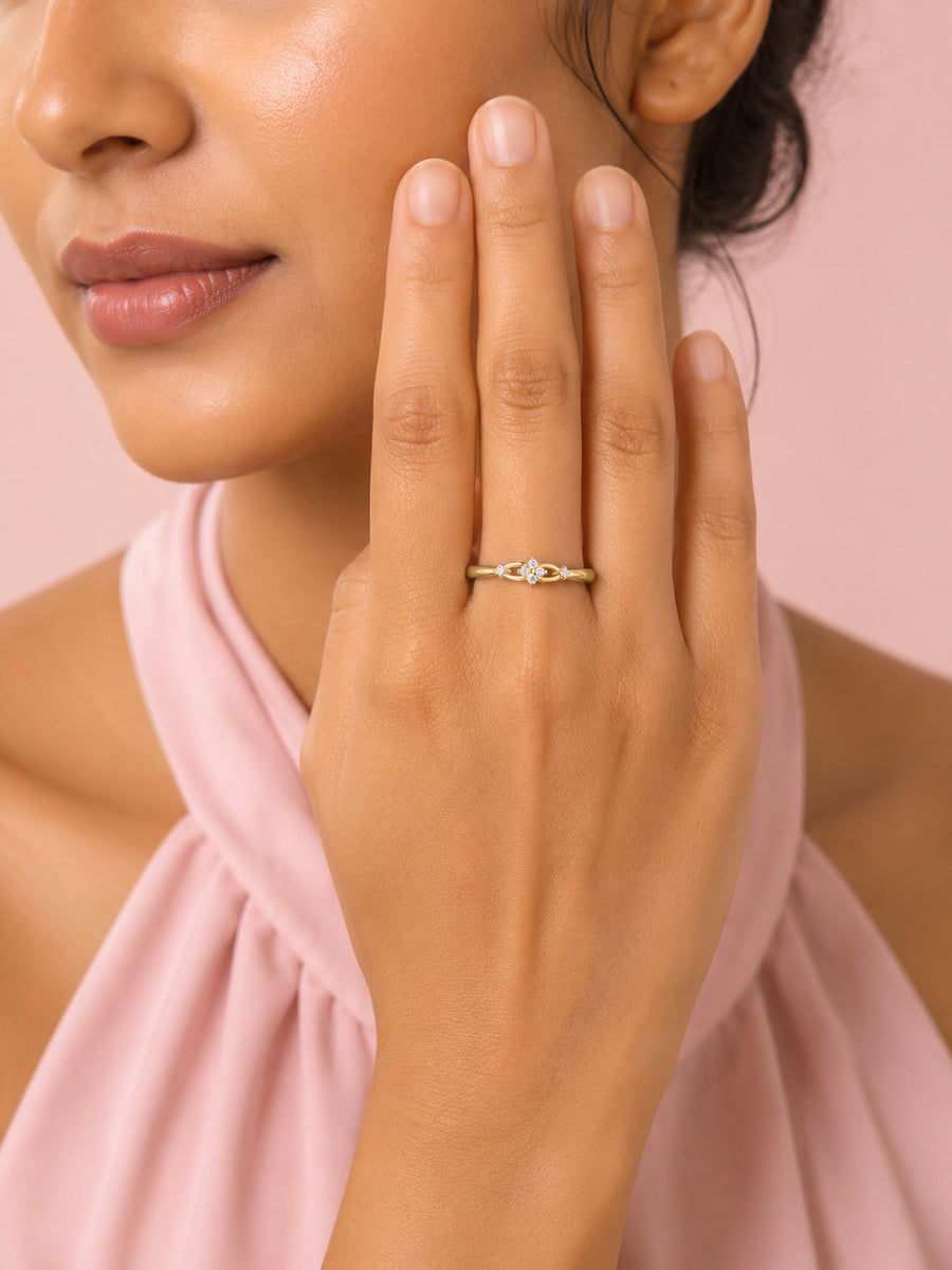 9K Yellow Gold Lab Grown Diamond Floral Cluster Ring
