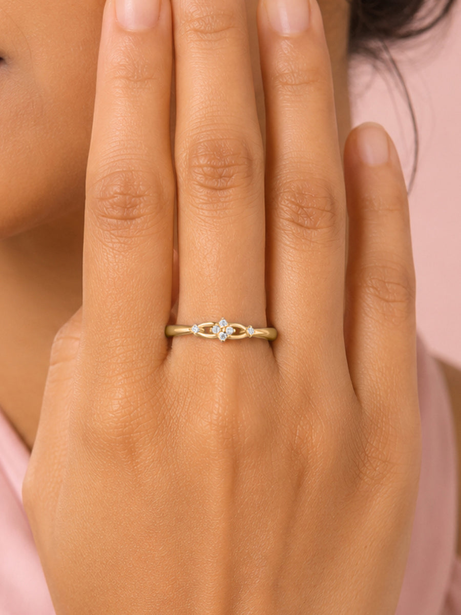 9K Yellow Gold Lab Grown Diamond Floral Cluster Ring