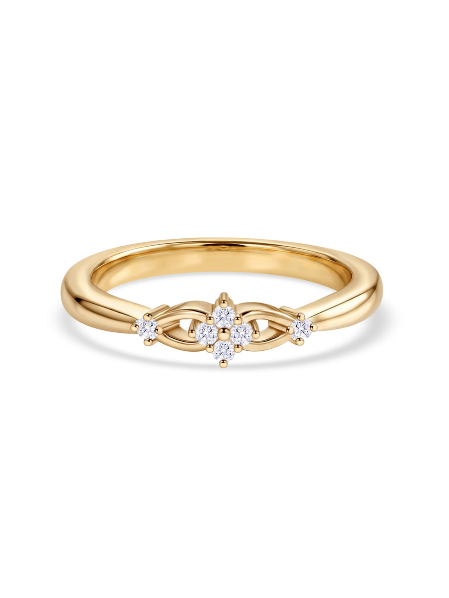 9K Yellow Gold Lab Grown Diamond Floral Cluster Ring