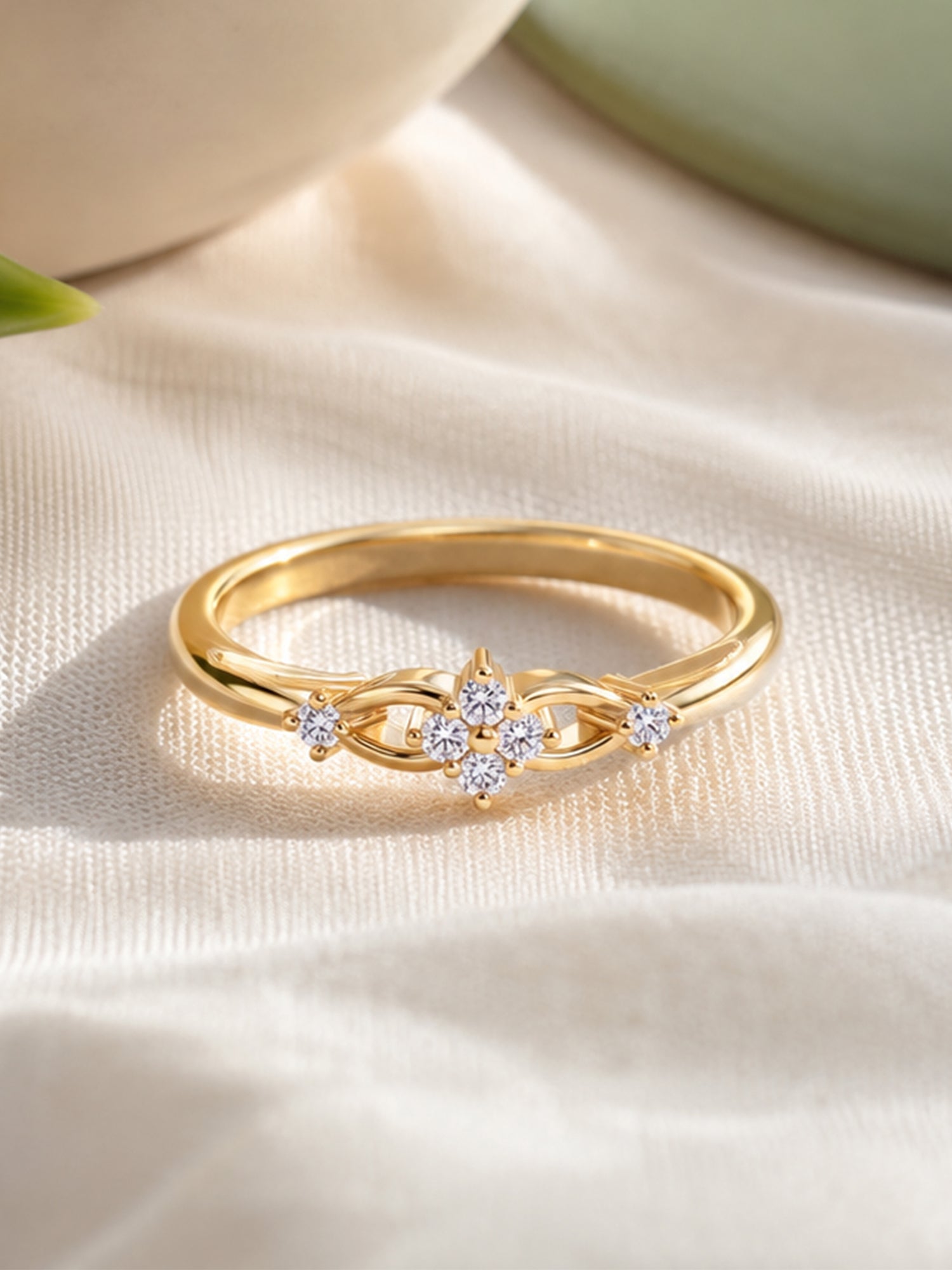 9K Yellow Gold Lab Grown Diamond Floral Cluster Ring