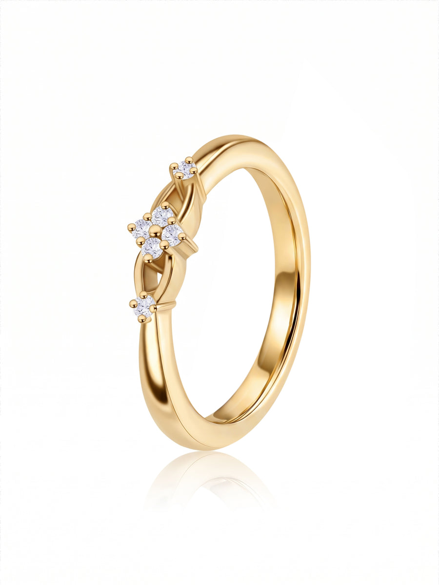 9K Yellow Gold Lab Grown Diamond Floral Cluster Ring