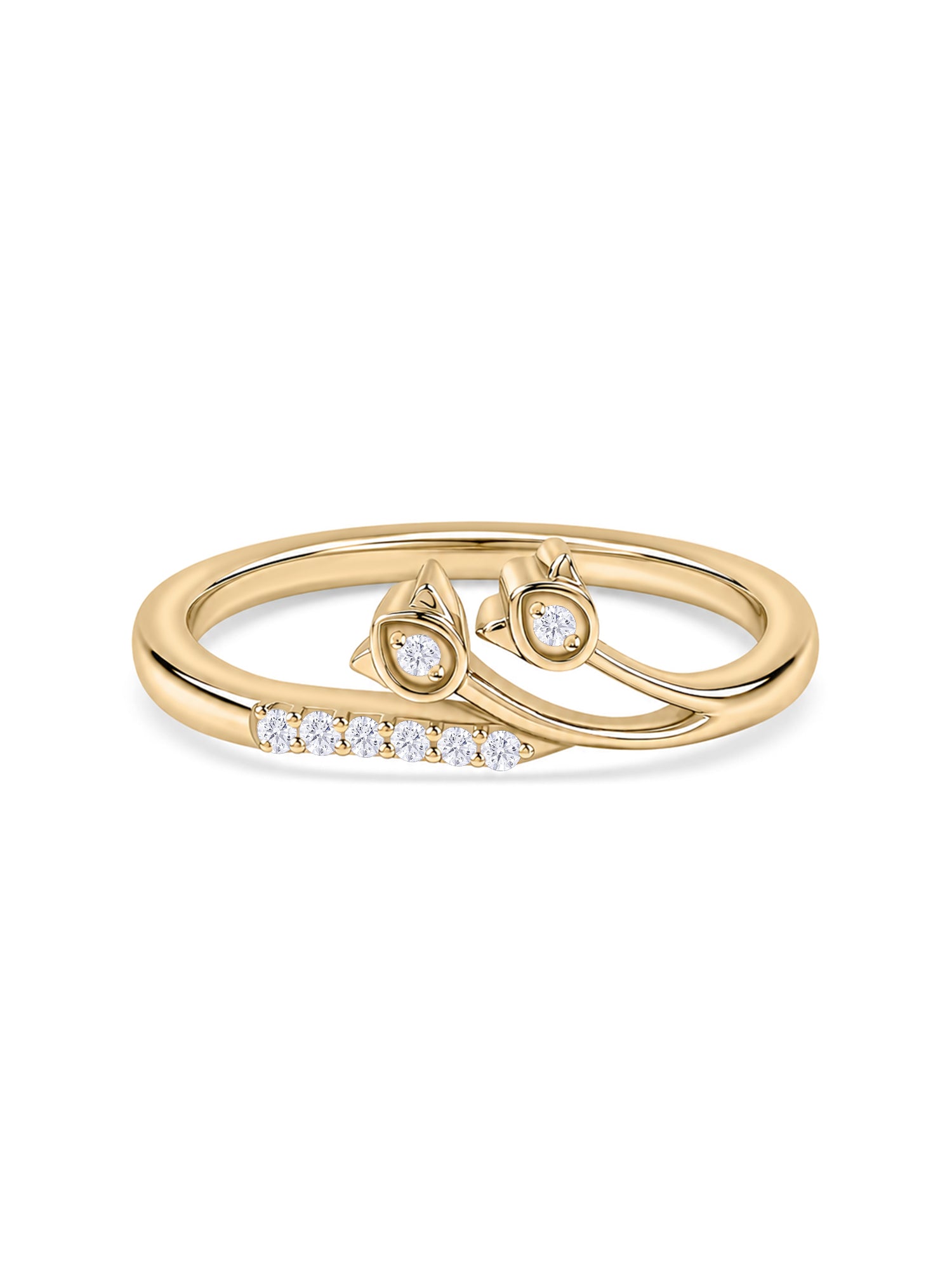 9K Yellow Gold Lab Grown Diamond Twin Leaf Ring