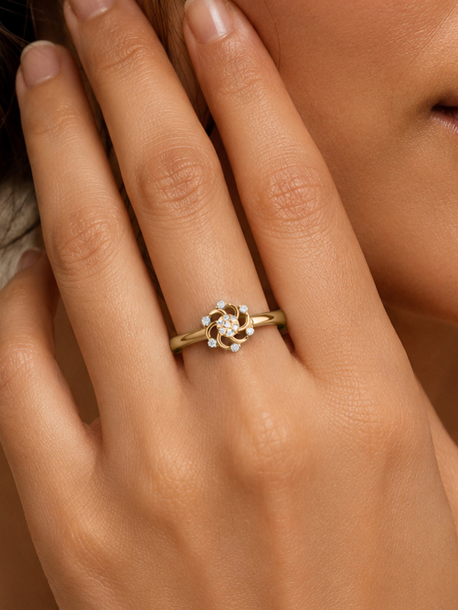 9K Yellow Gold Lab Grown Diamond Bloom Ring