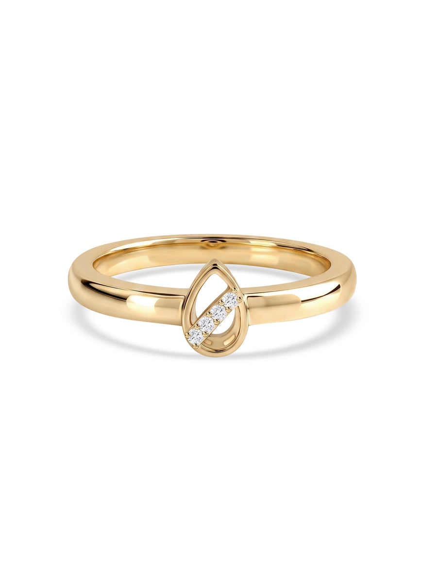 9K Yellow Gold Lab Grown Diamond Teardrop Ring