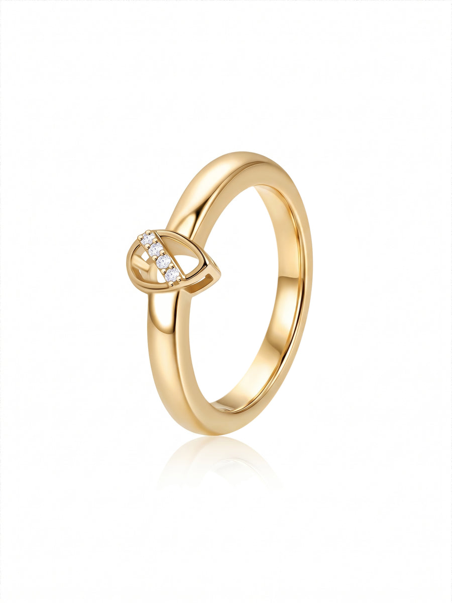 9K Yellow Gold Lab Grown Diamond Teardrop Ring