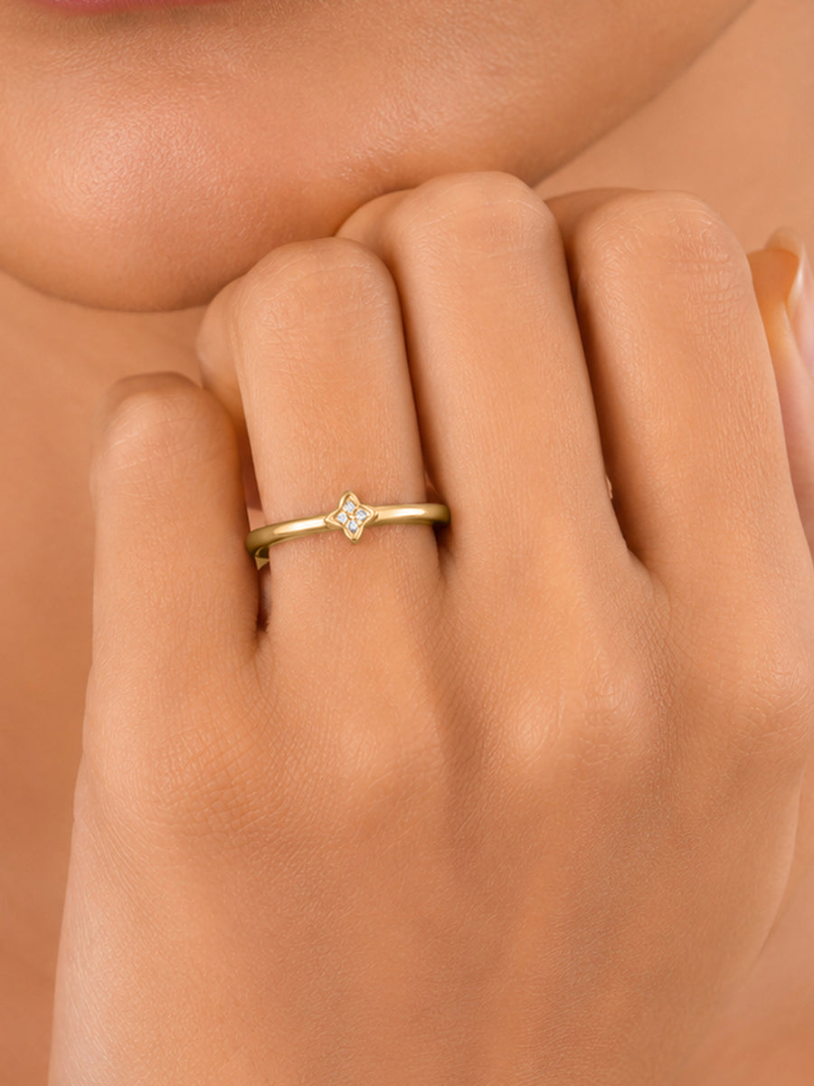 9K Yellow Gold Lab Grown Diamond Emblem Ring