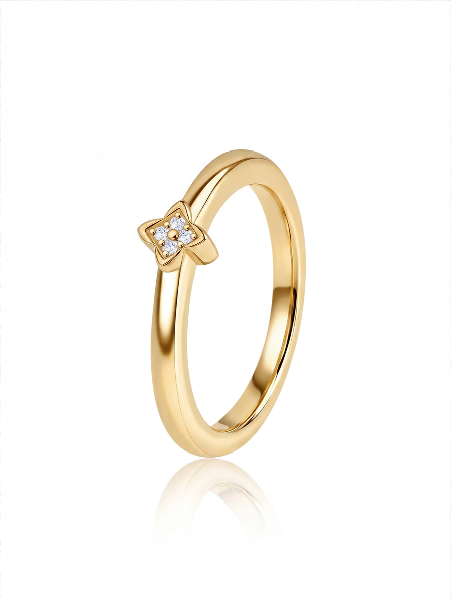 9K Yellow Gold Lab Grown Diamond Emblem Ring