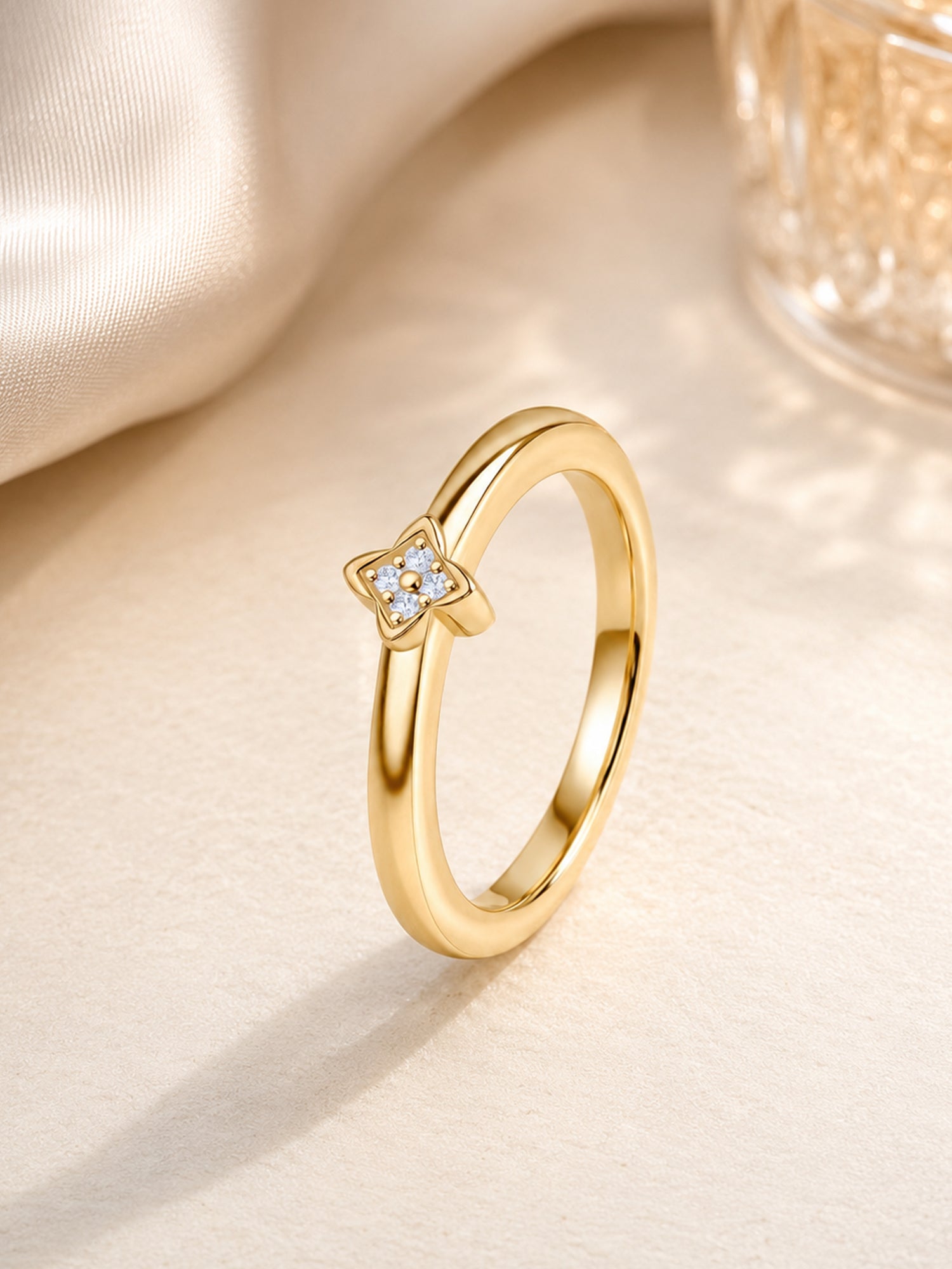 9K Yellow Gold Lab Grown Diamond Emblem Ring