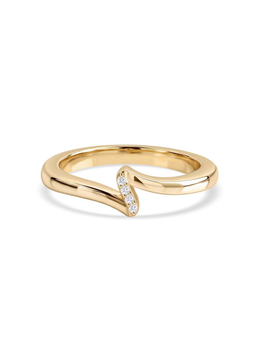 9K Yellow Gold Lab Grown Diamond Ribbon Ring
