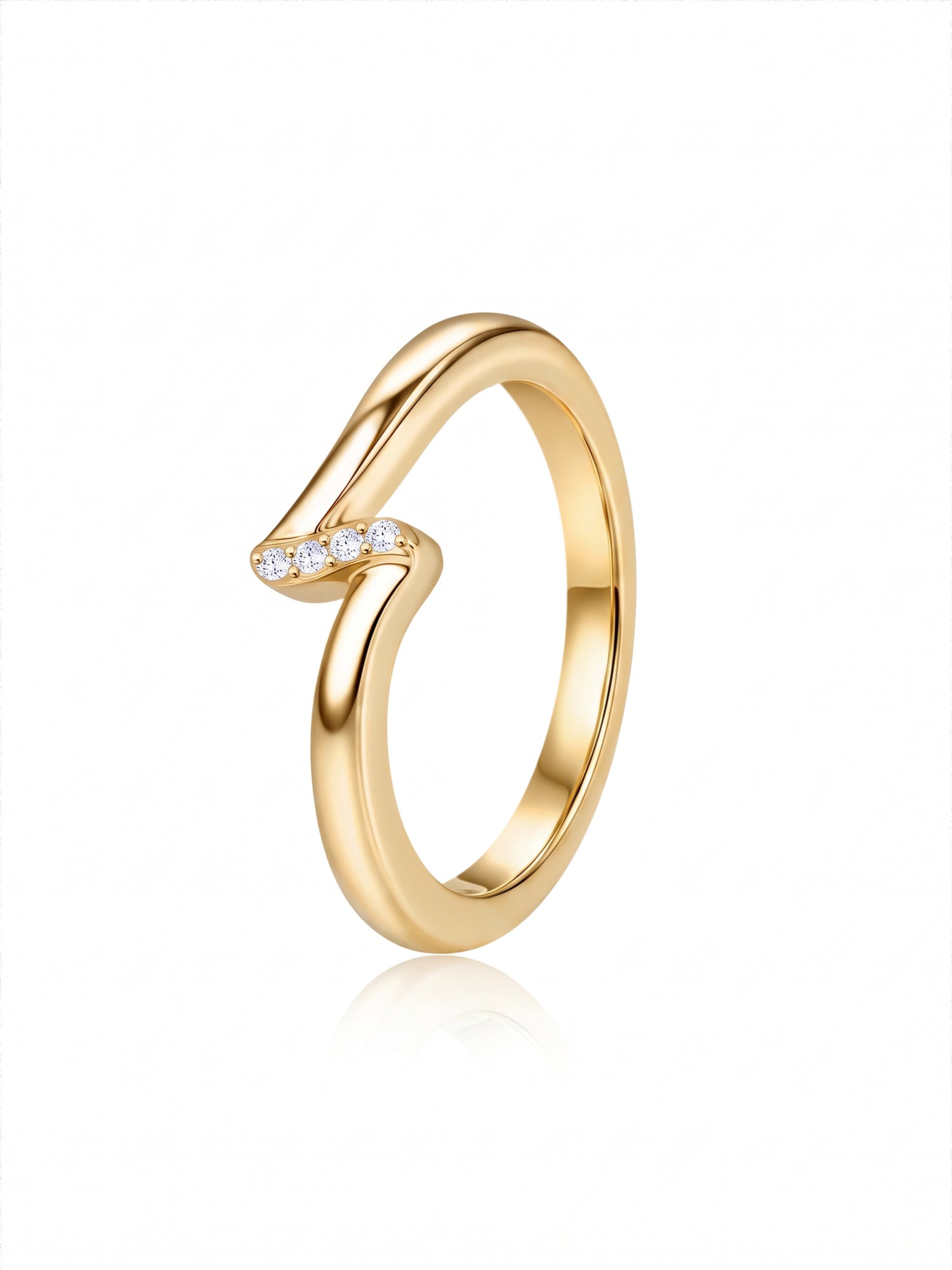 9K Yellow Gold Lab Grown Diamond Ribbon Ring