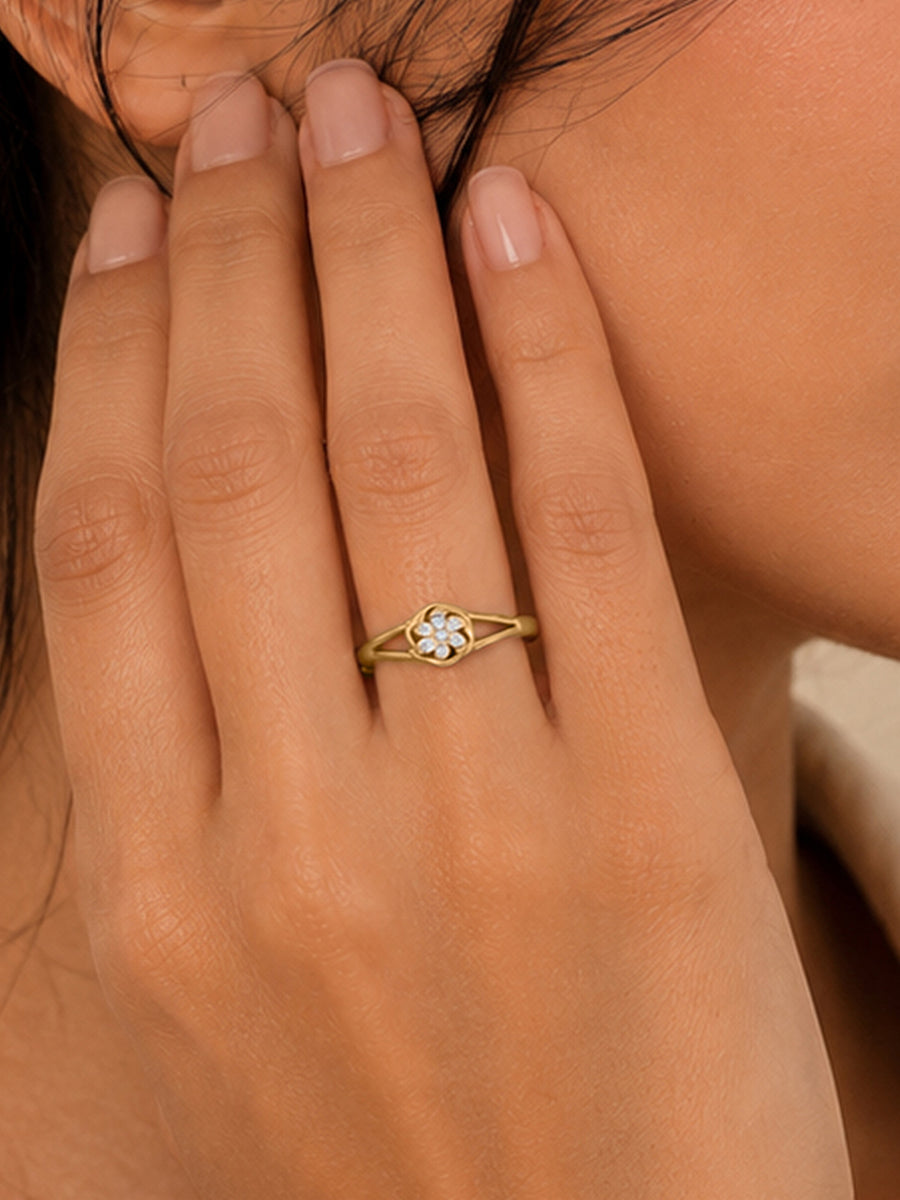 9K Yellow Gold Lab Grown Diamond Rosette Ring