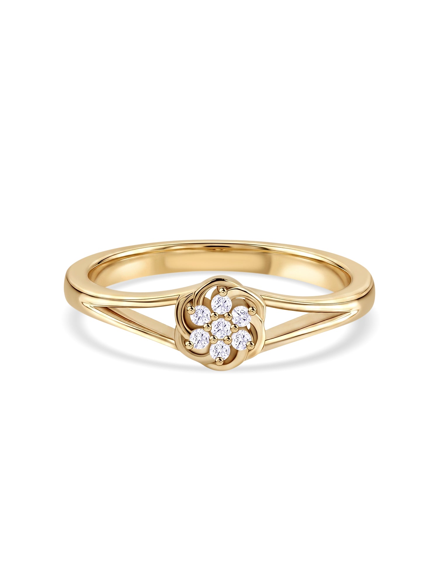 9K Yellow Gold Lab Grown Diamond Rosette Ring