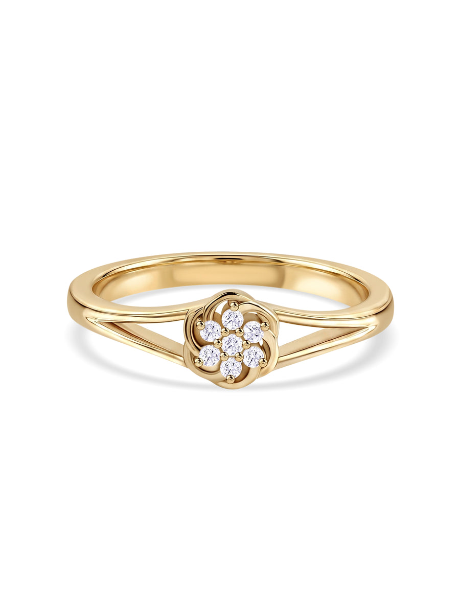 9K Yellow Gold Lab Grown Diamond Rosette Ring