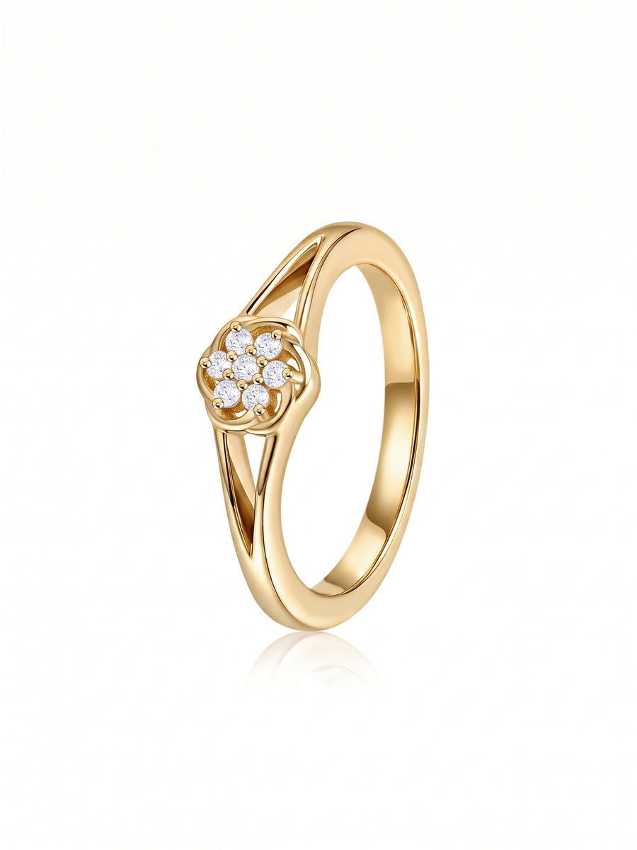 9K Yellow Gold Lab Grown Diamond Rosette Ring