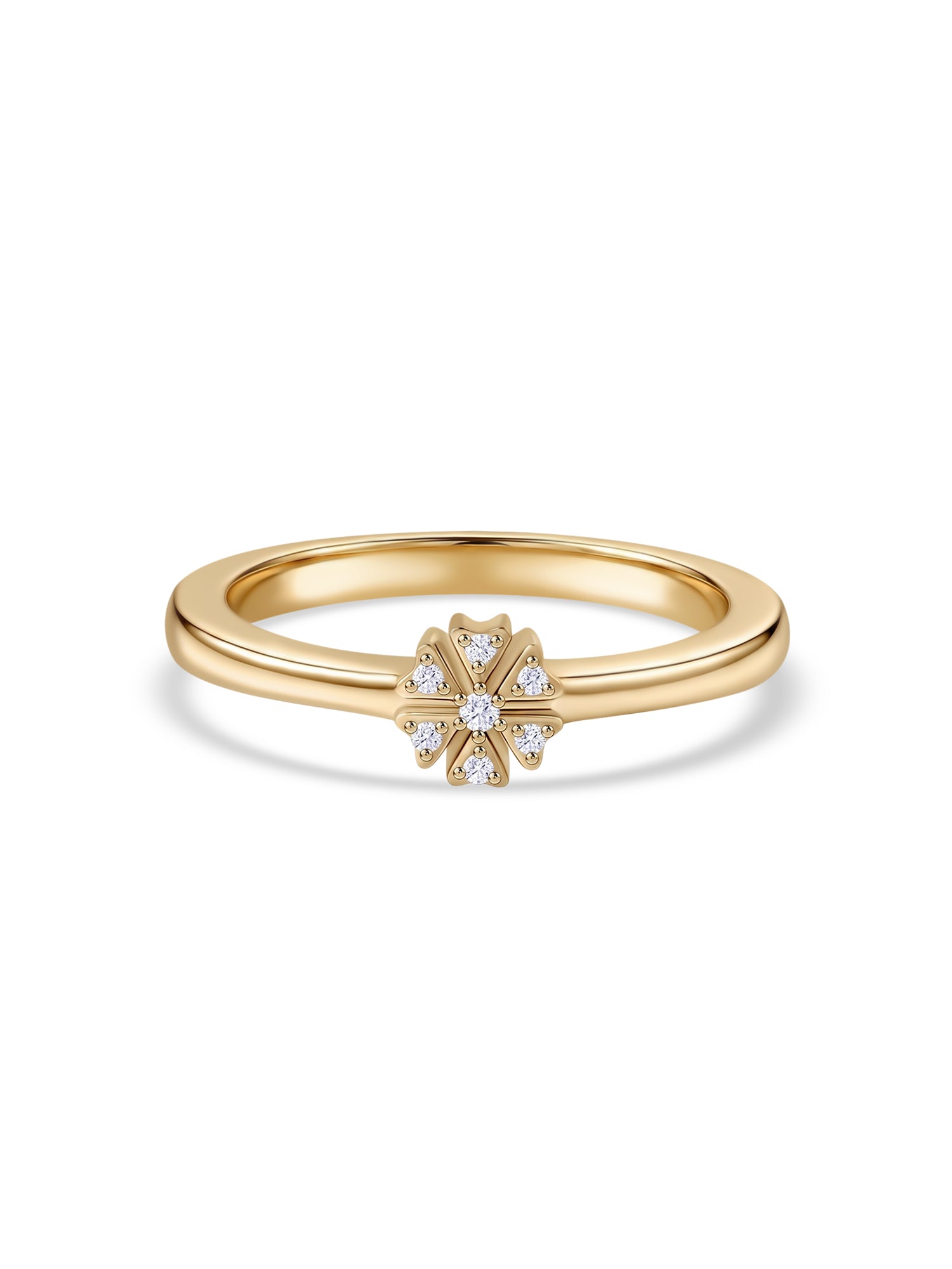 9K Yellow Gold Lab Grown Diamond Starburst Ring