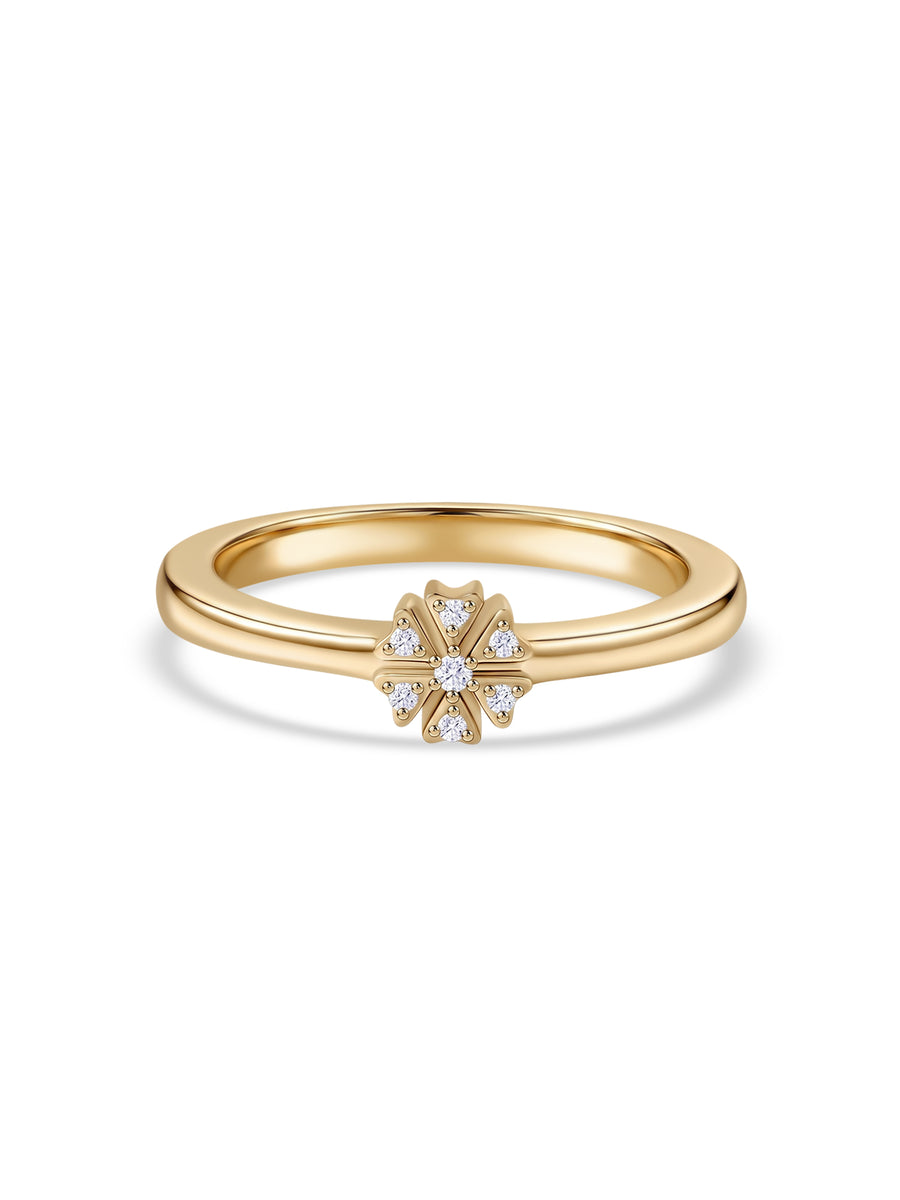 9K Yellow Gold Lab Grown Diamond Starburst Ring