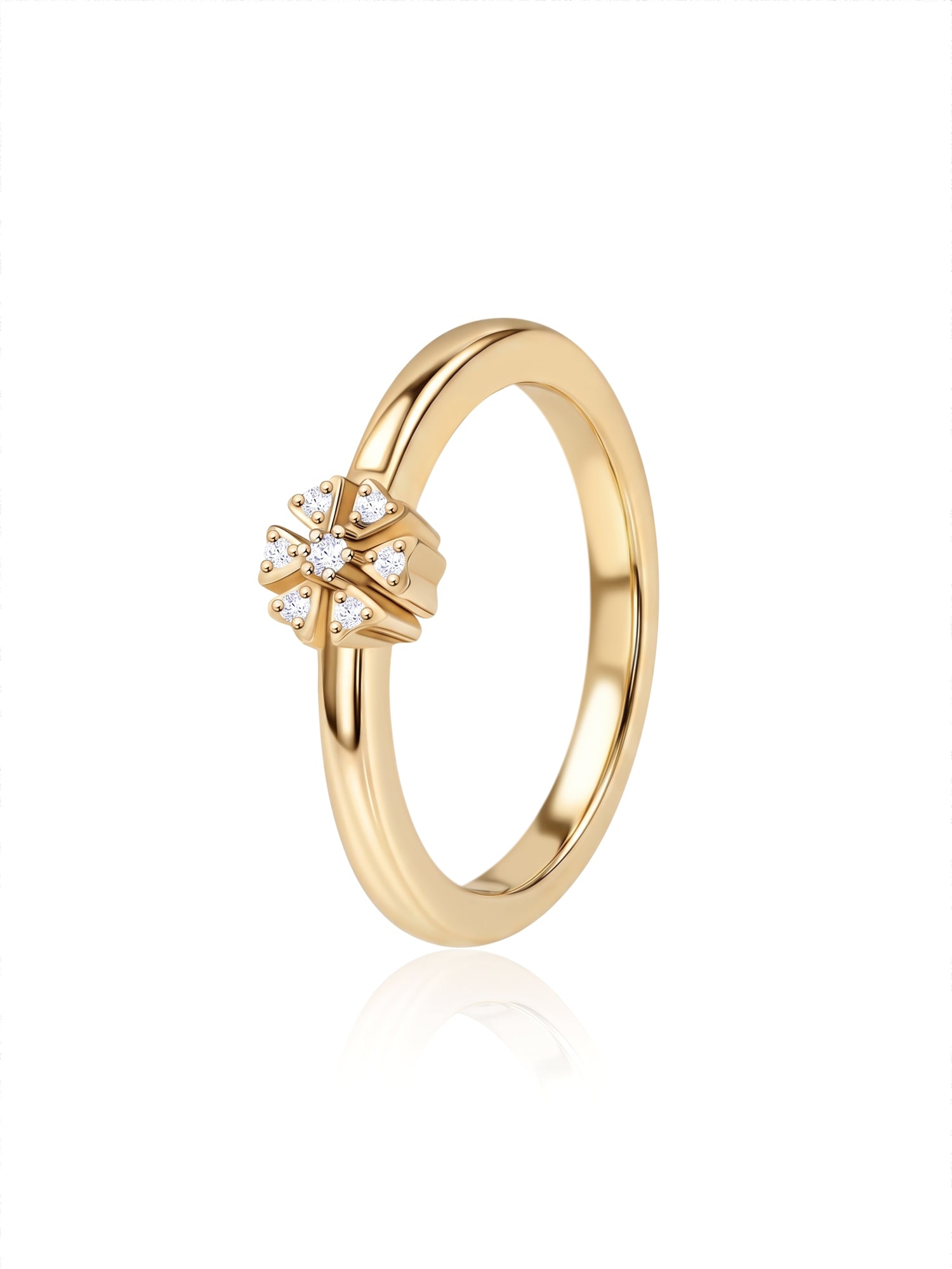 9K Yellow Gold Lab Grown Diamond Starburst Ring